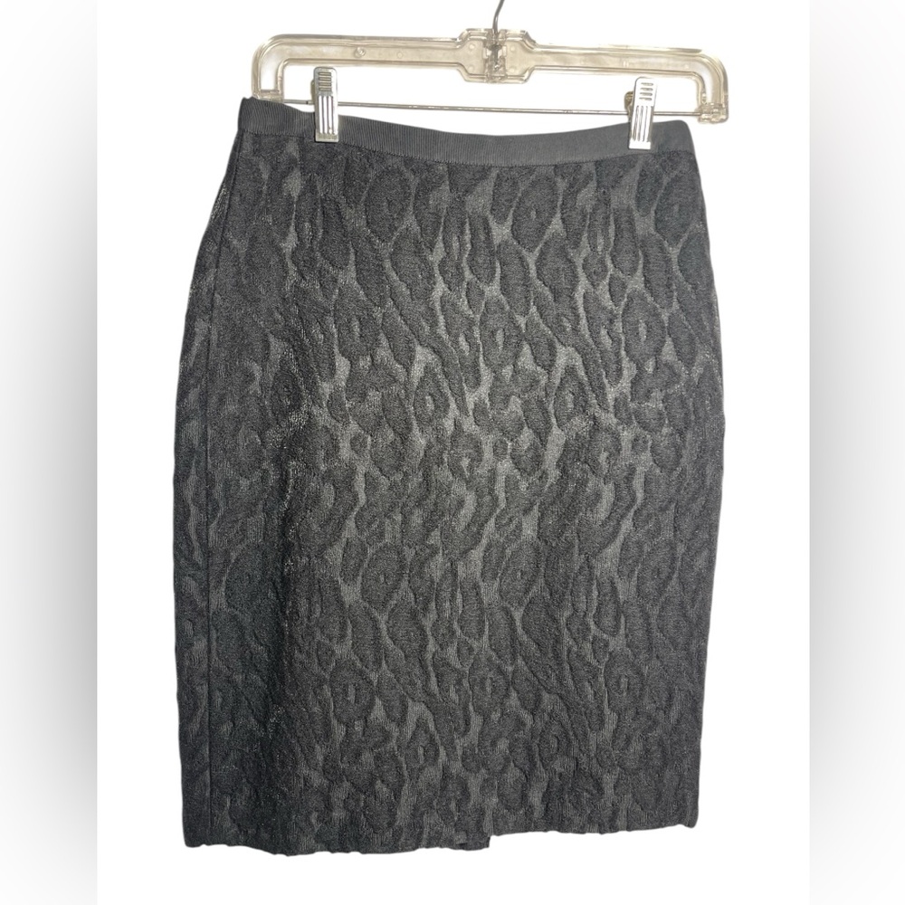 Ann Taylor skirt size 2 solid black wool animal print pencil skirt BEAUTIFUL